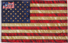 Vintage American Flag 3X5 Ft Tea Stained American Flags Heavy Duty Old Antiqued picture