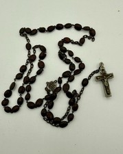 Vintage Catholic Spina Christi Seed Rosary with Hinged Reliquary Crucifix picture