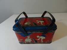 VINTAGE 1930'S OHIO ART CO. METAL LUNCHBOX-TIN LITHO- TUXEDO CAT- KID'S LUNCHBOX picture