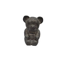 Vintage Brass Metal Teddy Bear Coin Bank & Mechanical Stopper picture