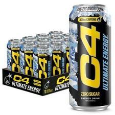 C4 Ultimate Energy Drink with Zero Sugar, Arctic Snow Cone, 12pk picture