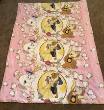 Vintage 1991 Disney Beauty and the Beast Comforter Twin82” x 62” Pink reversible picture