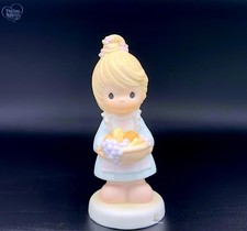 Precious Moments Girl Figurine Holding Fruit Basket - Sweet Vintage Charm picture