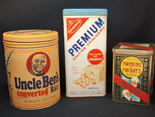 YOU CHOOSE Vintage Tin Canisters Crackers, Rice, Cough Drops picture