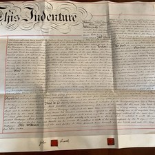 1892 Antique English Mortgage Indenture Vellum Document Trowbridge Cook Mann Wax picture