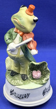 Vintage UCGC Taiwan Frog Violinist Music Box Plays Some Day My Prince Will Come picture