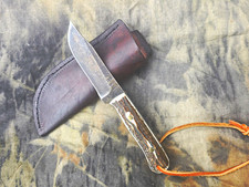 R&A Custom Handmade Fixed Blade Hunting Knife Steel Clip Point, Stag, Sheath picture