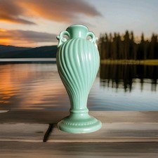 Vintage Haeger Pottery Vase Matte Mint Green 7