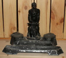 Antique Soviet Russian hand made metal blacksmith figurine double inkwell picture