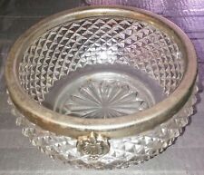 English Pointed Hobnail Bowl with Silverplate Rim picture