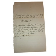 Antique 1872 Handwritten Funeral Invitation New Egypt NJ - Chamberlin Family picture