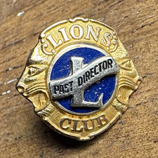 Lions Past Director 10k Gold PinTone w/ Blue Enamel Marked, Vintage picture