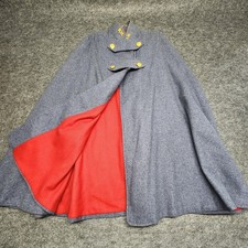 Marvin Neitzel VTG WWII 40s Womens Nurses Cape Grey Blue Wool RH Gold Button picture