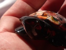 315 CTS Black Obsidian Turtle with a Mosaic shell of Cantera Fire Opal Inlay picture
