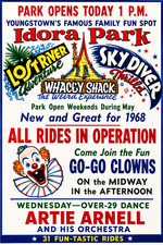 VINTAGE IDORA AMUSEMENT PARK AD MAGNET – YOUNGSTOWN OHIO 1968 picture