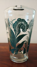 Jeanette Glass Feather Plume Teal Green Large Pitcher 9 inches picture