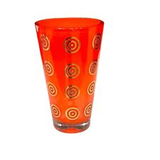 80s Orange art glass vase ettore sottsass collection made in italy gold swirl picture