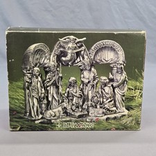 Vintage 10PC International Silver Co Christmas Nativity Set Silver Plated picture
