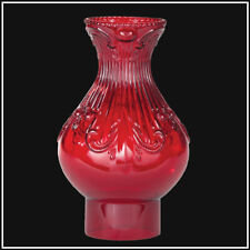 NEW PRINCESS FEATHER LAMP CHIMNEY RUBY STAINED GLASS 3