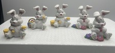 Vintage Easter Bunny PVC Applause Herman Goelitz Rabbit Figure Lot Of 5 2.5” picture