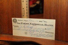 Antique 1924 Bethel Ohio First National Bank Ohio Cancelled Check picture