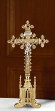 Two Tone Nickel Plated Brass San Pietro Altar Crucifix For Churches 17 1/2 In picture