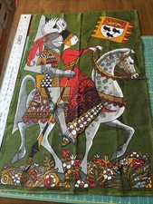 VTG Ulster TOWEL UNUSED Irish Linen Tea Kitchen CANTERBURY TALES Ireland KNIGHT picture