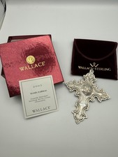 2005 Wallace Grande Baroque Sterling Silver Cross Ornament 10th Edition BOXED picture