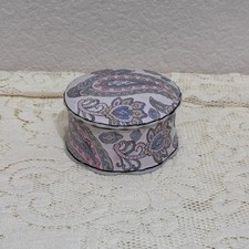 Vintage HFP Macau Porcelain Trinket Box Pastel Paisley Covered Jar Made in China picture