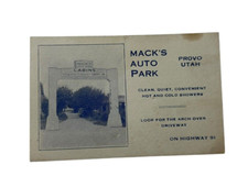 Vtg MACK'S AUTO PARK PROVO UTAH Hot &Cold Showers Advertising Business Card RARE picture