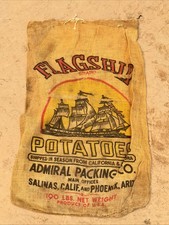 VTG Flagship California Potatoes Burlap Bag 100 lb Gunny Sack Rare Antique htf picture