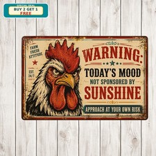 Funny Rooster Quote Metal Sign Farmhouse Chicken Coop Kitchen Wall Decor picture