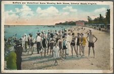 Postcard Colonial Beach Virginia Beach and Bath House 1931 picture