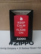 Zippo Keep Calm and Flame On. Used. 2015. Matte Red Finish.  picture