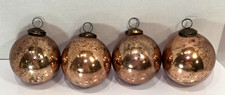 4 Vintage Kugel Style Glass Ball Ornaments Large 3 1/2