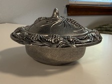Vintage Carson Statesmetal Pewter Pinecone Lidded Bowl Dish Freeport PA USA picture