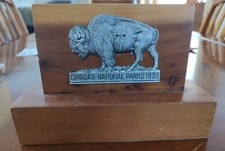 Vtg 1938 Canada's NATIONAL PARKS PASS  Buffalo automobile Licence Plate Badge picture