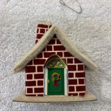 Vintage Cardboard Puts Christmas House Ornament With Brick Detail 1950’s-60’s picture