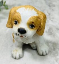 Vintage Homco Cocker Spaniel Puppy Figurine Porcelain Sitting Tan White Dog picture