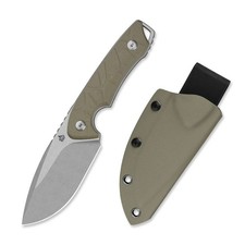 QSP Tiny TOT Fixed Blade Knife 3.5 in Tan G-10 10Cr15MoV Drop Point Stonewash picture