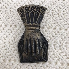 Vintage Victorian Brass Handcrafted Embossed Wax Casted Handshape Letter Clip picture