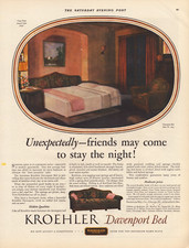 1927 Kroehler Davenport Bed Couch Sofa Unexpected Guests  - Vintage Print Ad picture