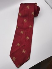 RARE BANK OF NEW YORK EARLY LOGO VINTAGE RED MENS NECK TIE BY HAMPTON HALL LTD picture