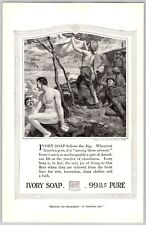 1918 Print Ad Ivory Soap Follows the Flag Soldiers Bathing WWI Illustration picture