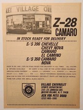 1969 Village Chevrolet Dealer Camaro Z28 Chevelle 396 Print Ad Queens Village NY picture