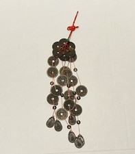 Rare 1950s Chinese Coin Token Wind Chime Feng Shui Buddha Qwan Yin Charm Art X picture