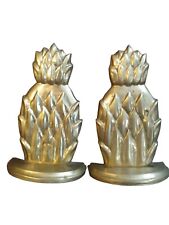 Vintage Pair of Brass Pineapple Bookends MCM Patina Heavy 8” X 5” Each  READ picture