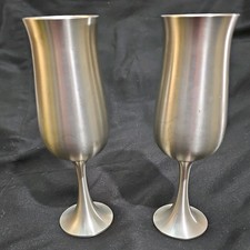 2 VTG Royal Selangor Pewter Champagne Goblets 6 3/4” tall HEAVY elegant goth picture