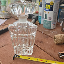 Faceted Clear Cut Crystal Glass Perfume Bottle with Stopper picture