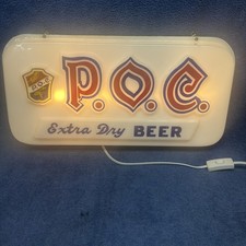 VINTAGE P.O.C EXTRA DRY BEER LIGHT UP SIGN 22.5” X 11” CLEVELAND OHIO picture